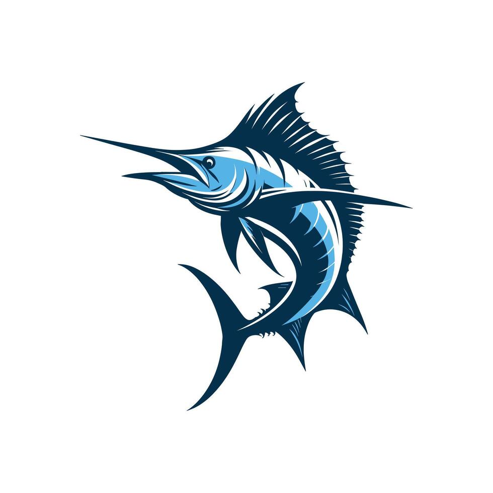 Clean and Minimal Vector Illustration of Silhouetted Blue Marlin Fishing Logo