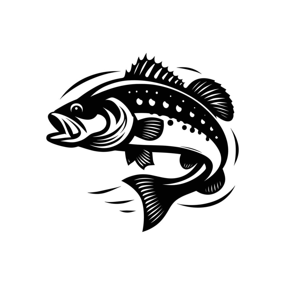 Clean and Minimal Vector Illustration of a Silhouetted Bass Fish Logo