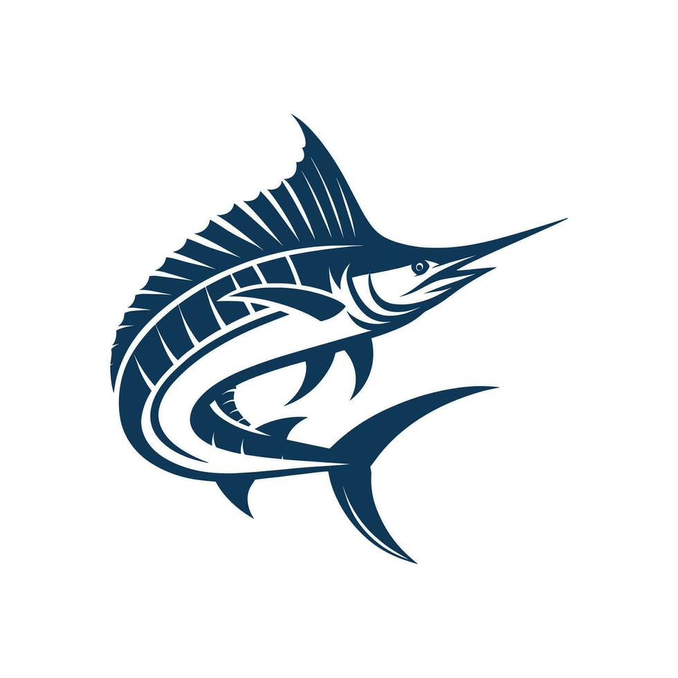 silueta de un azul aguja pescar logo icono vector ilustración