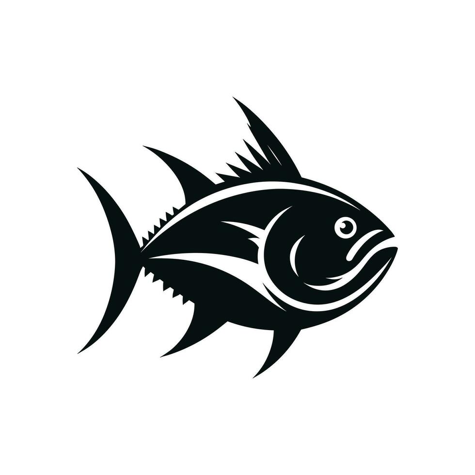 Ocean Saltwater Tuna Fish Silhouette Logo Icon Vector Illustration