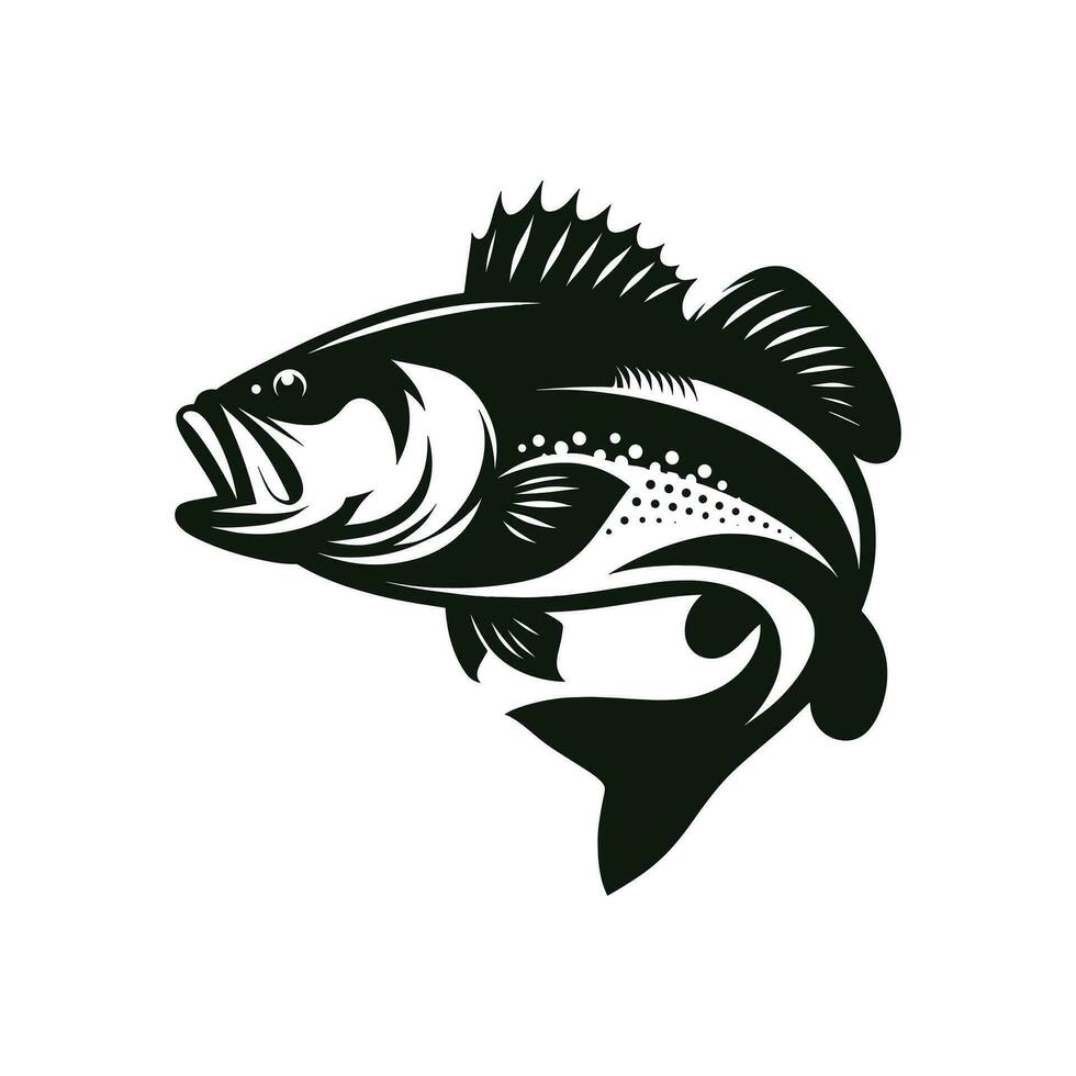 silueta de un bajo pescado logo icono vector ilustración