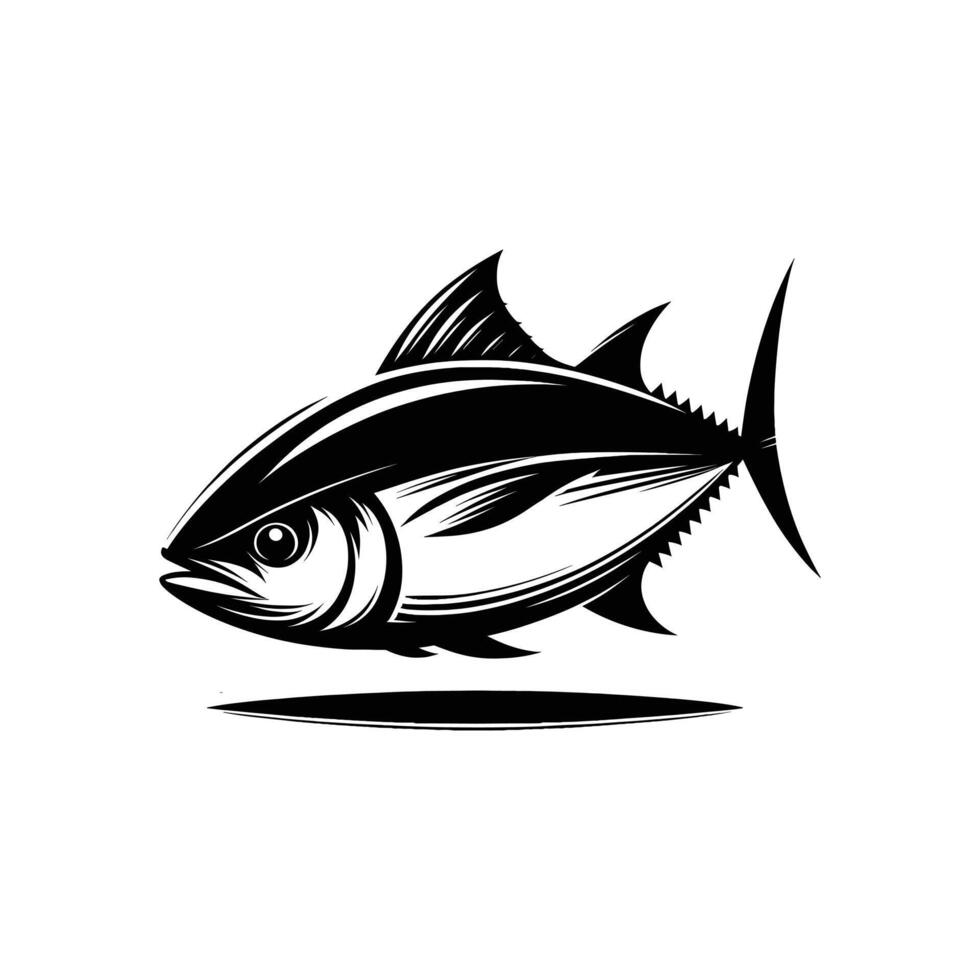 Clean and Minimal Vector Illustration of Silhouetted Ocean Tuna Fish Logo