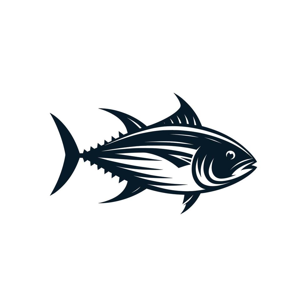 Ocean Saltwater Tuna Fish Silhouette Logo Icon Vector Illustration