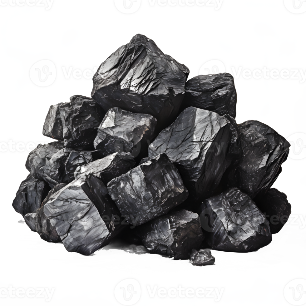 AI generated wood charcoal isolated on transparent background, pile of wood charcoal, generative ai png