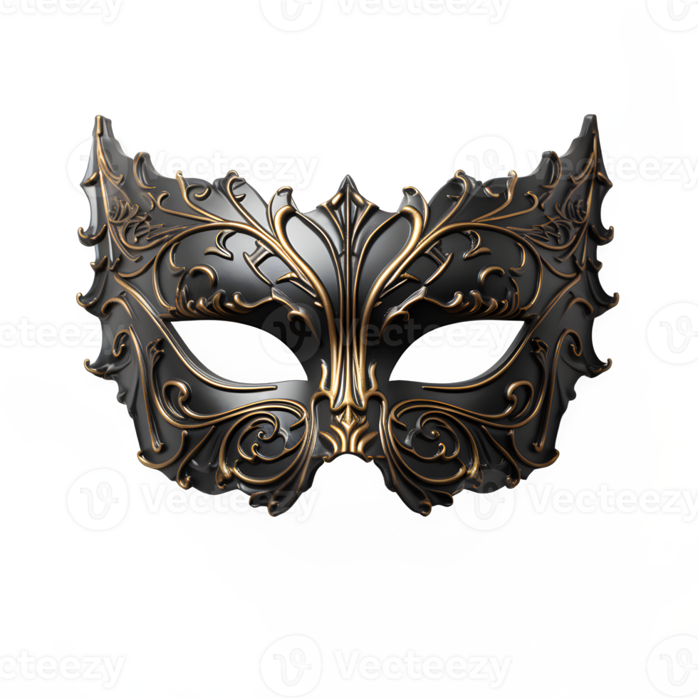 AI generated black mask isolated on transparent background ,masquerade png ,generative ai