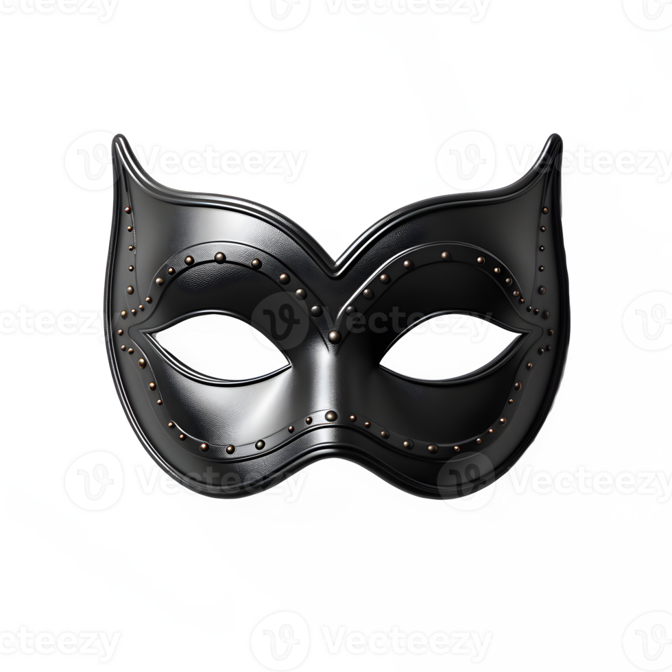 AI generated black mask isolated on transparent background ,masquerade png ,generative ai