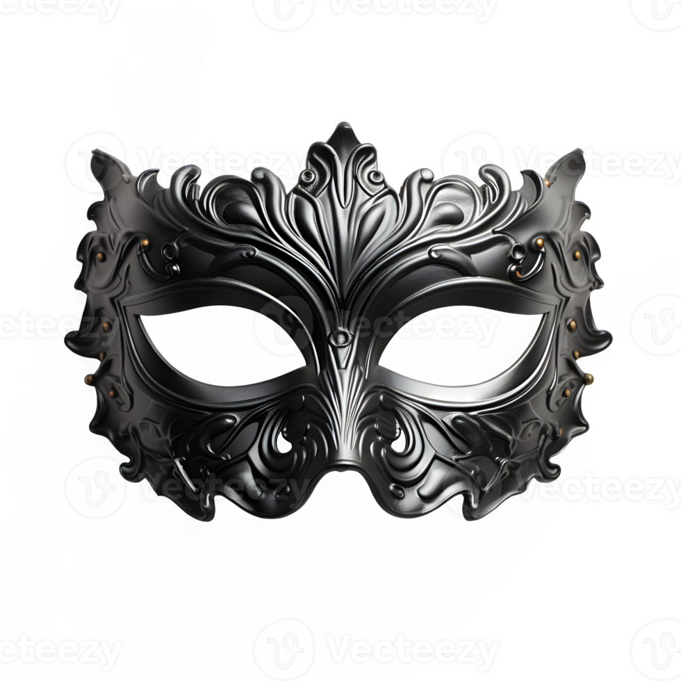 AI generated black mask isolated on transparent background ,masquerade png ,generative ai