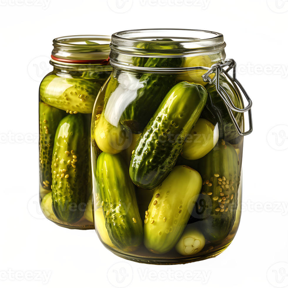 AI generated pickled cucumber isolated on transparent background ,pickles in a jar ,generative ai png