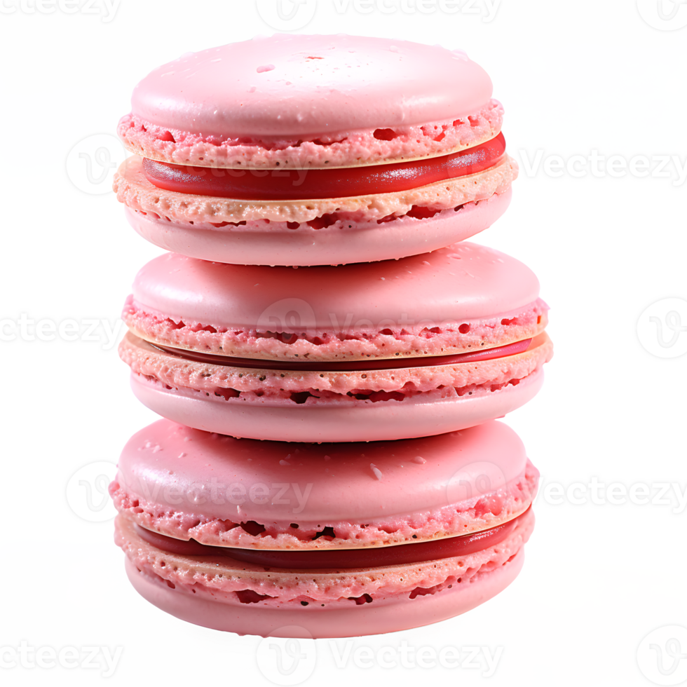 AI generated stack of pink macaroons isolated on transparent background ,generative ai png