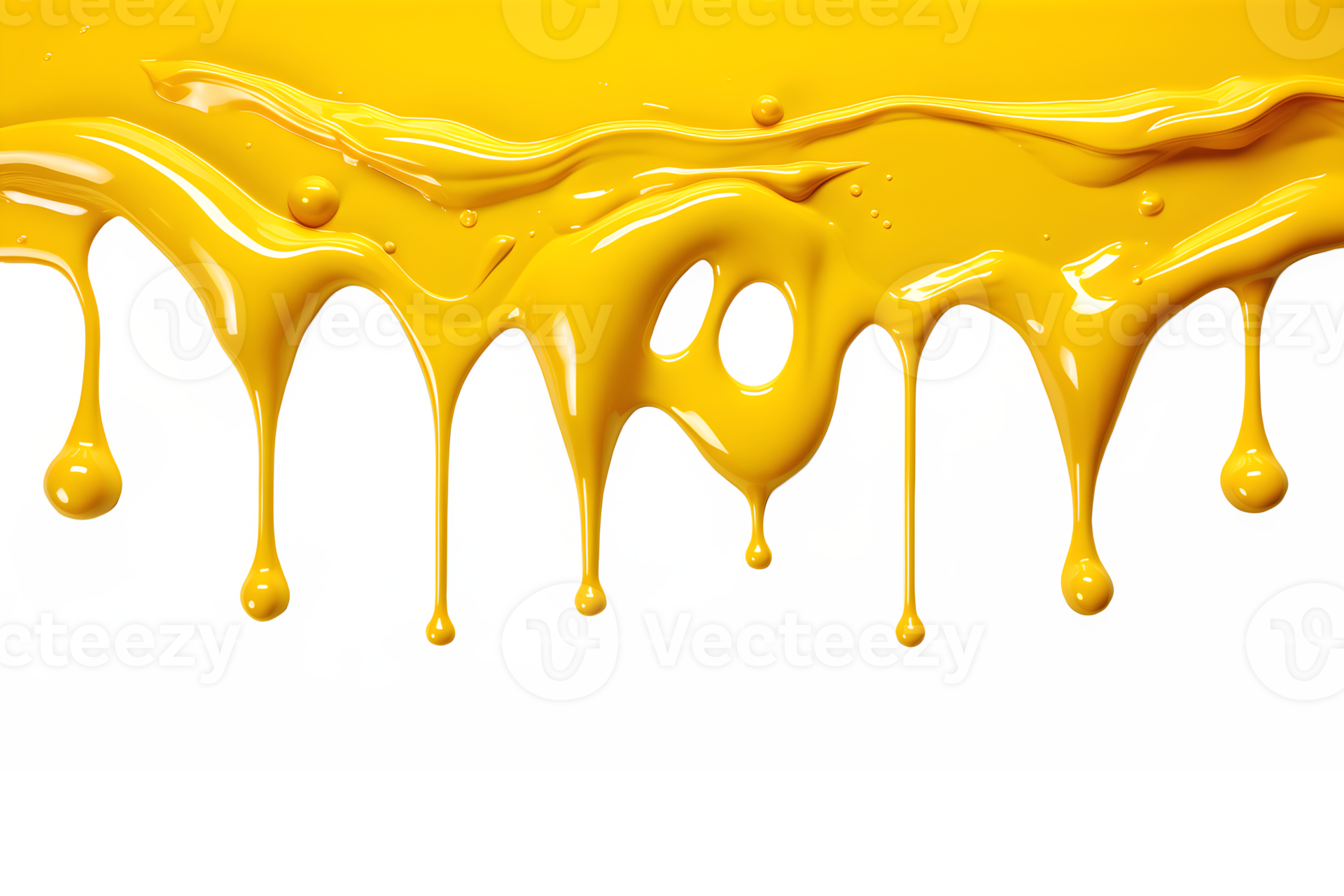 AI generated yellow paint melting down isolated on transparent ...