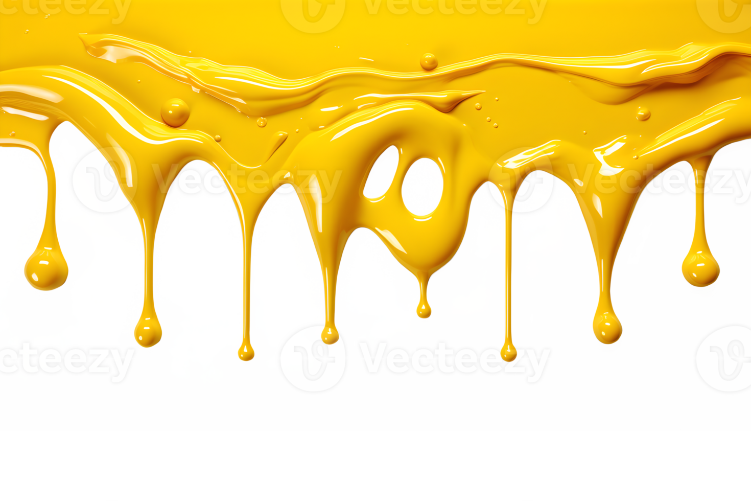 AI generated yellow paint melting down isolated on transparent background ,generative ai png