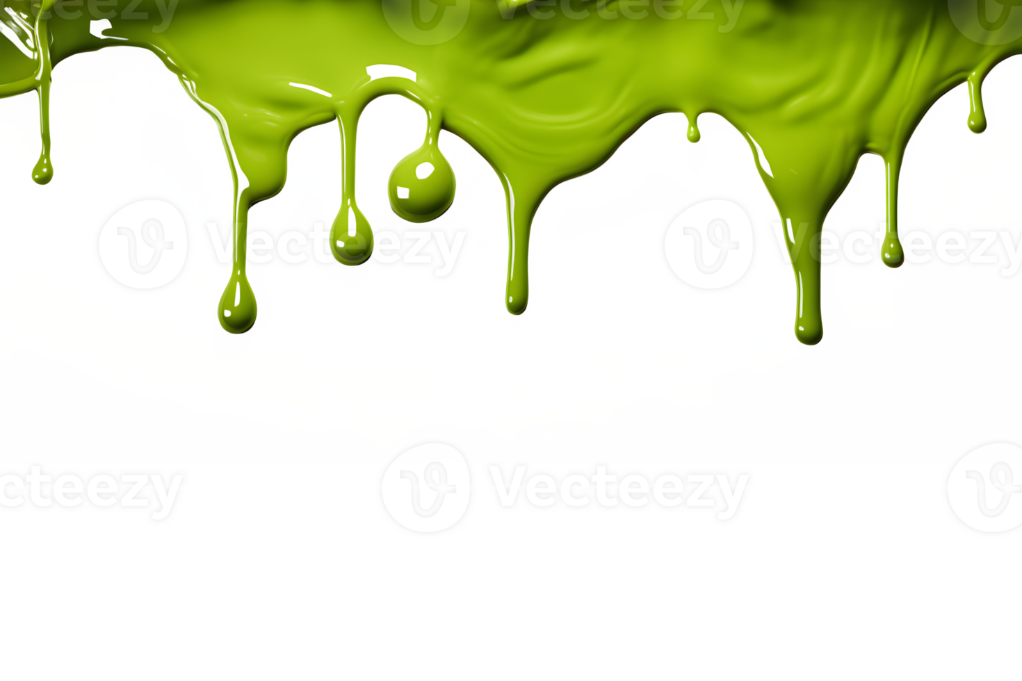 AI generated green paint melting down isolated on transparent background ,generative ai png