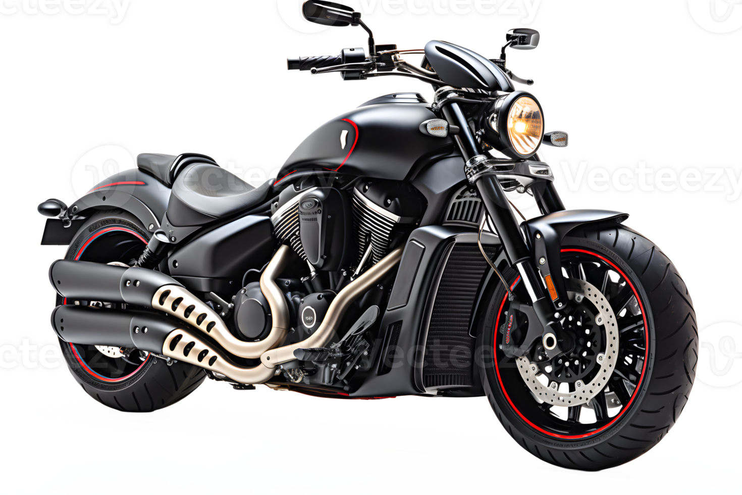 AI generated black motorbike isolated on transparent background ,classic motorcycle png ,generative ai