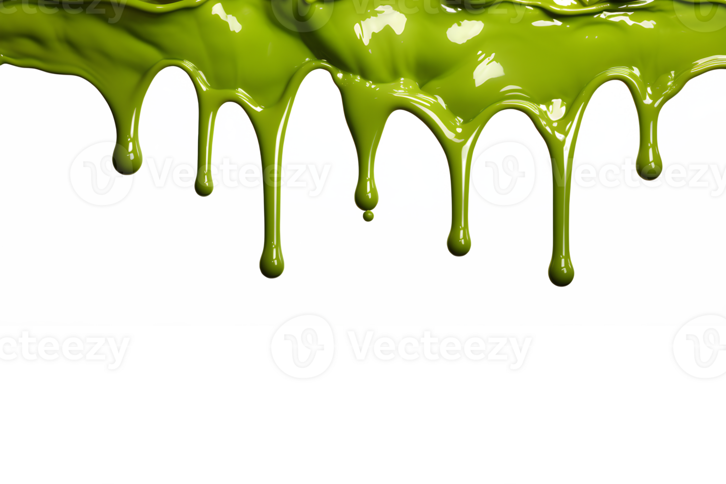 AI generated green paint melting down isolated on transparent background ,generative ai png