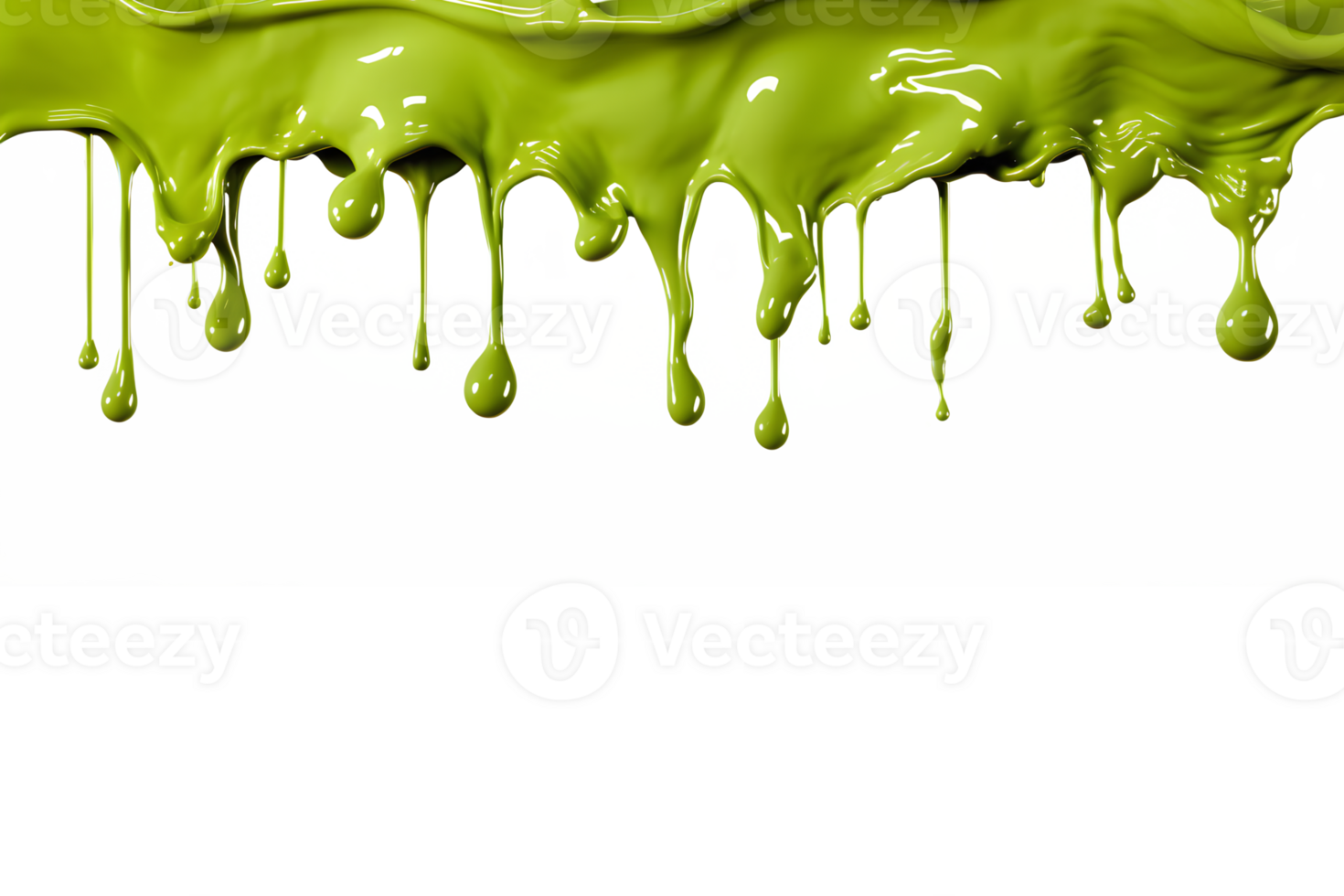 AI generated green paint melting down isolated on transparent background ,generative ai png