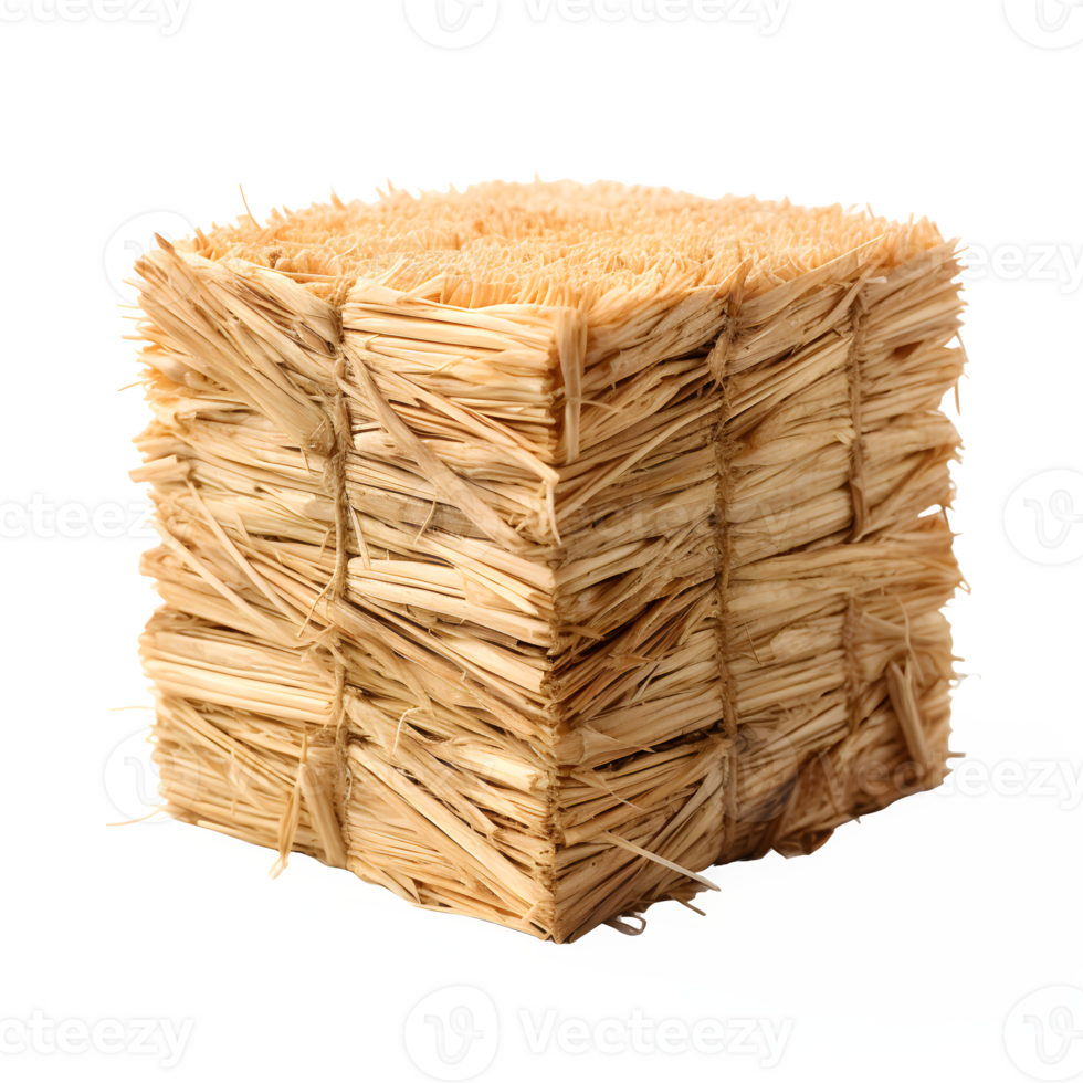 AI generated straw block isolated on transparent background ,pile of dry grass png ,generative ai