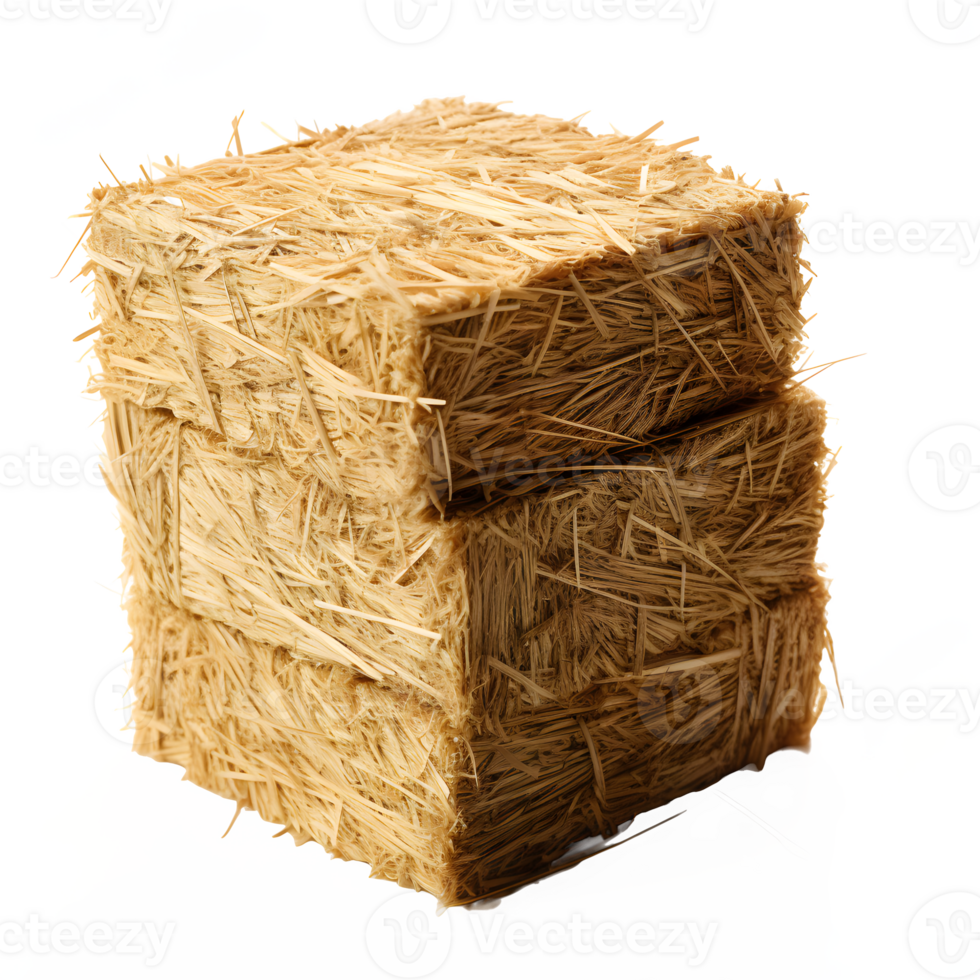 AI generated straw block isolated on transparent background ,pile of dry grass png ,generative ai