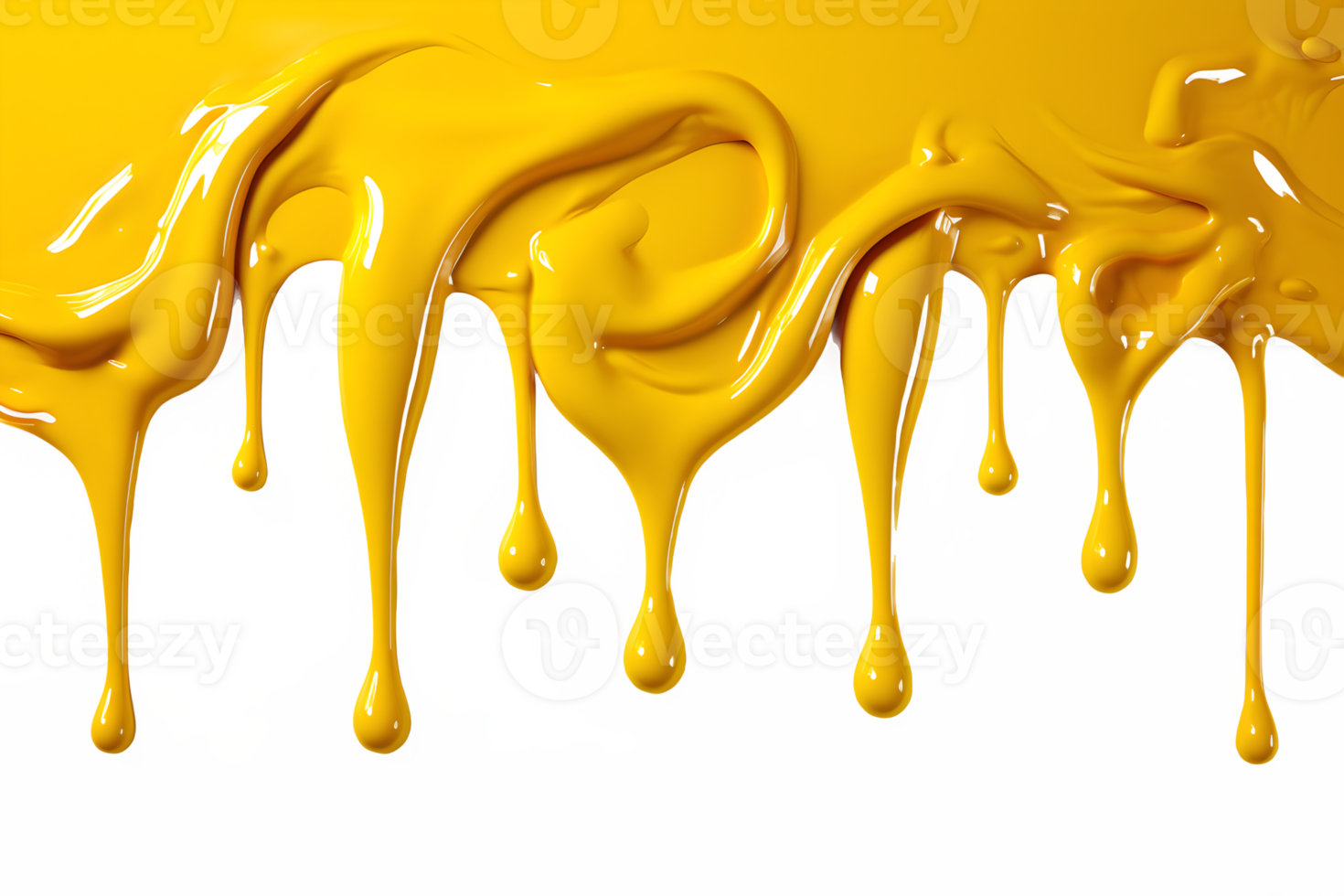 AI generated yellow paint melting down isolated on transparent background ,generative ai png