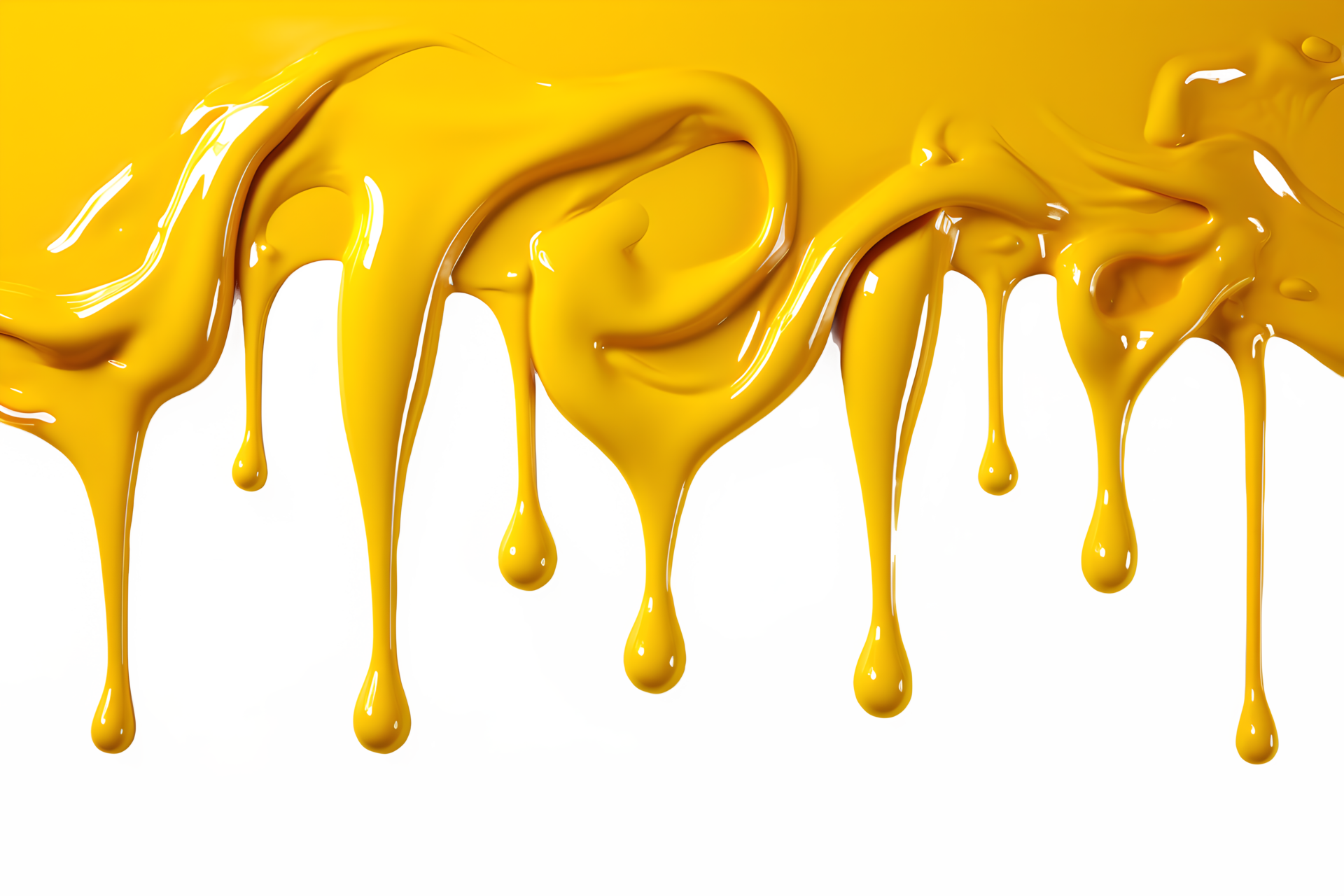 AI generated yellow paint melting down isolated on transparent