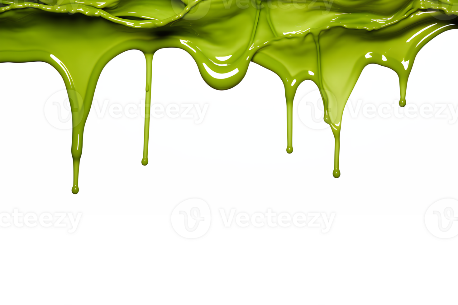 AI generated green paint melting down isolated on transparent background ,generative ai png