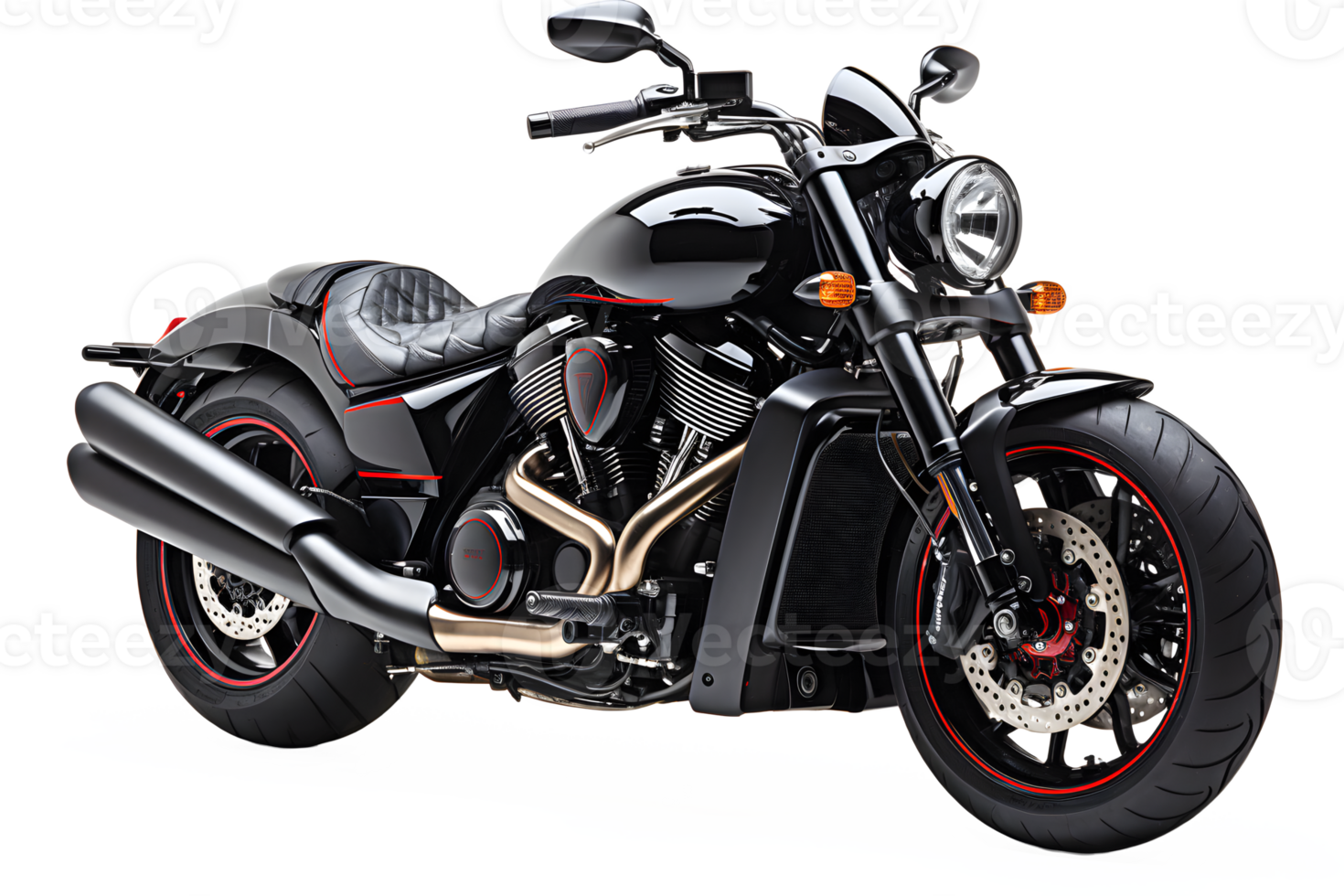 AI generated black motorbike isolated on transparent background ,classic motorcycle png ,generative ai