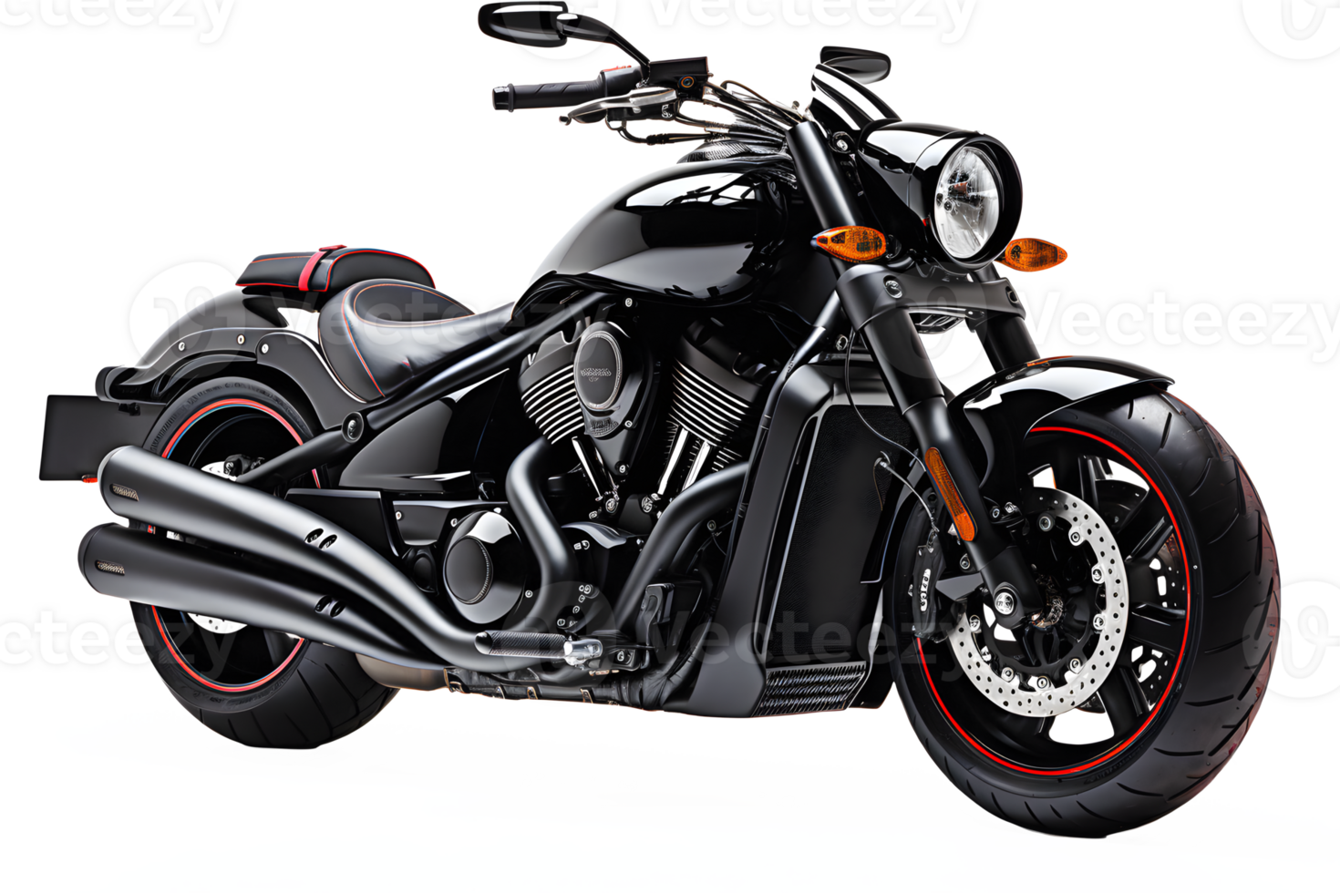 AI generated black motorbike isolated on transparent background ,classic motorcycle png ,generative ai