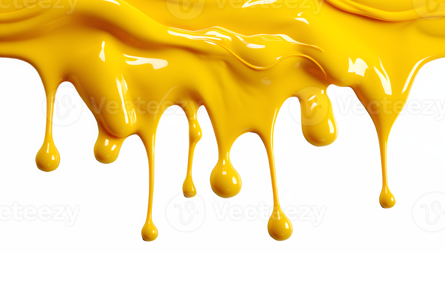 AI generated yellow paint melting down isolated on transparent background ,generative ai png