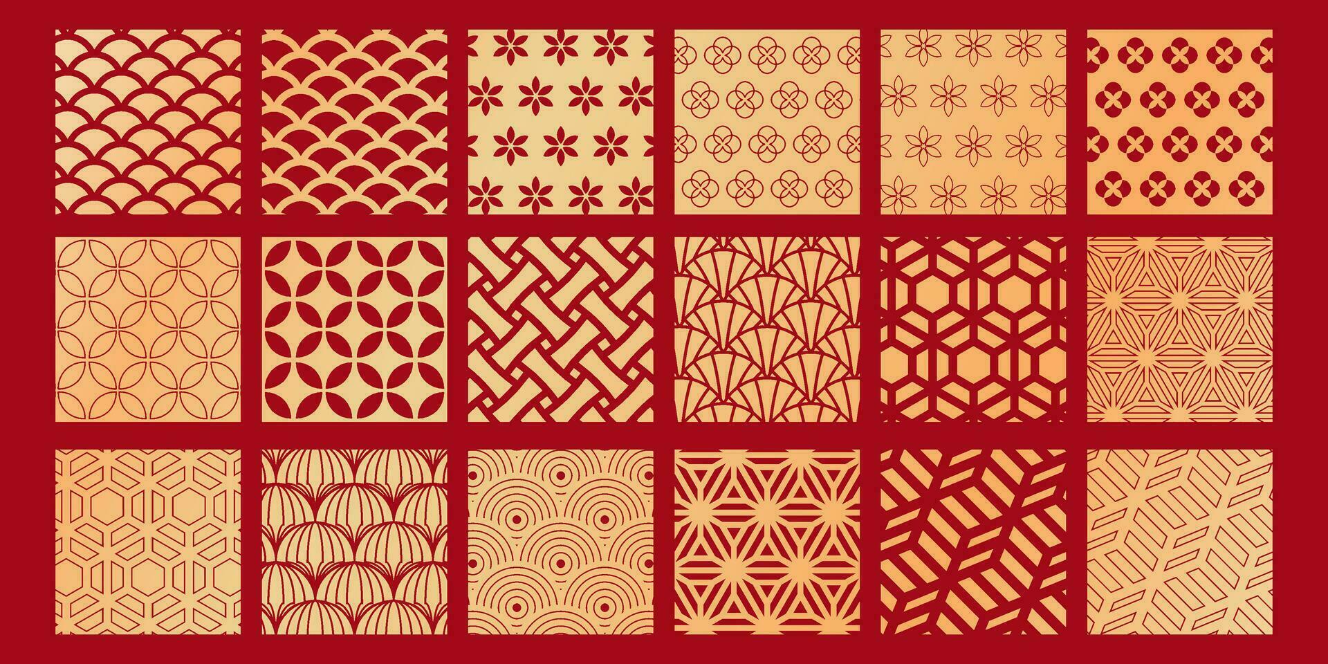 chinese pattern, japanese pattern collection vector