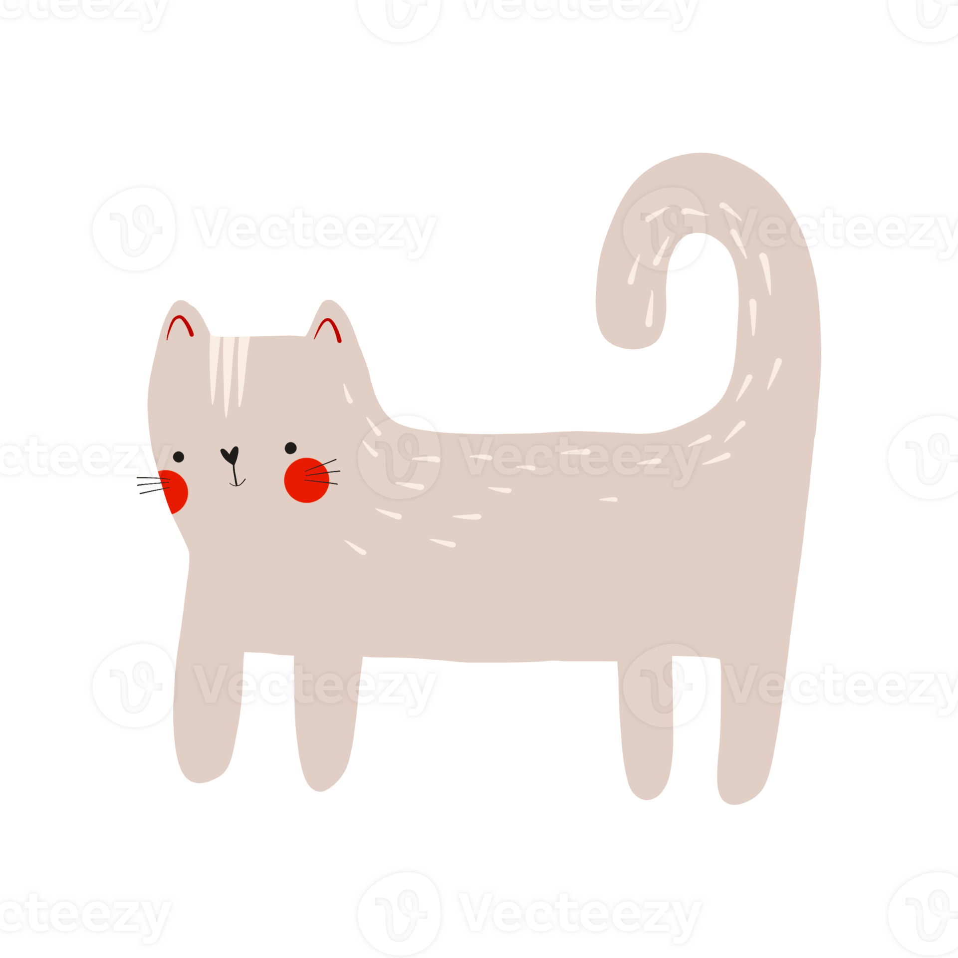 illustration of funny flat cat. Little cute kitten 36130869 PNG