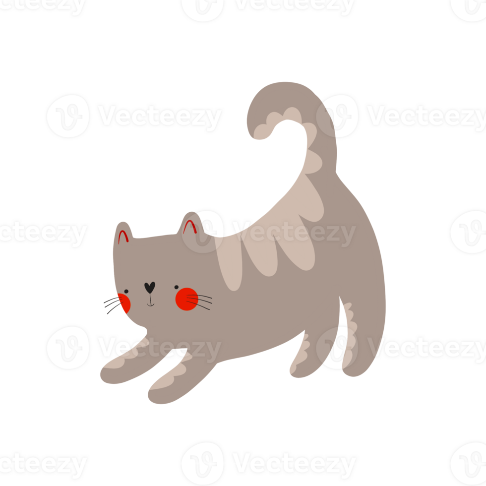illustration of funny flat cat. Little cute kitten 36130876 PNG