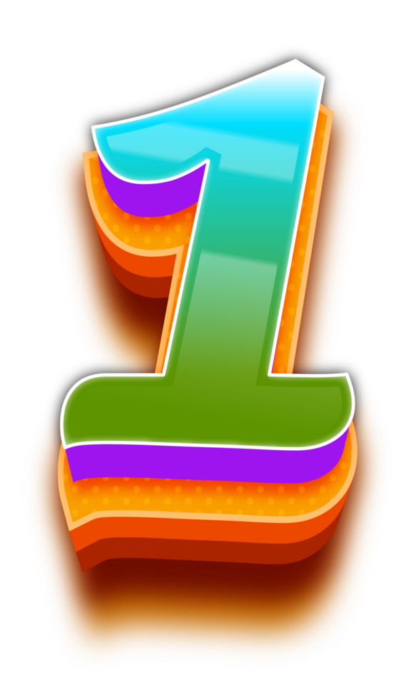 3D Green Blue Light Shadow Alphabet Number 1 png