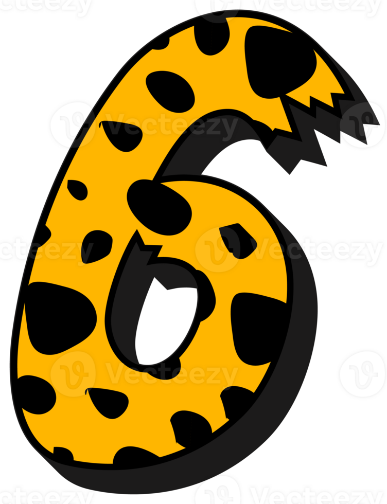 Cheetah Alphabet Number 6 png