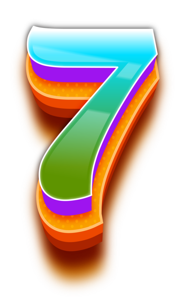 3D Green Blue Light Shadow Alphabet Number 7 png