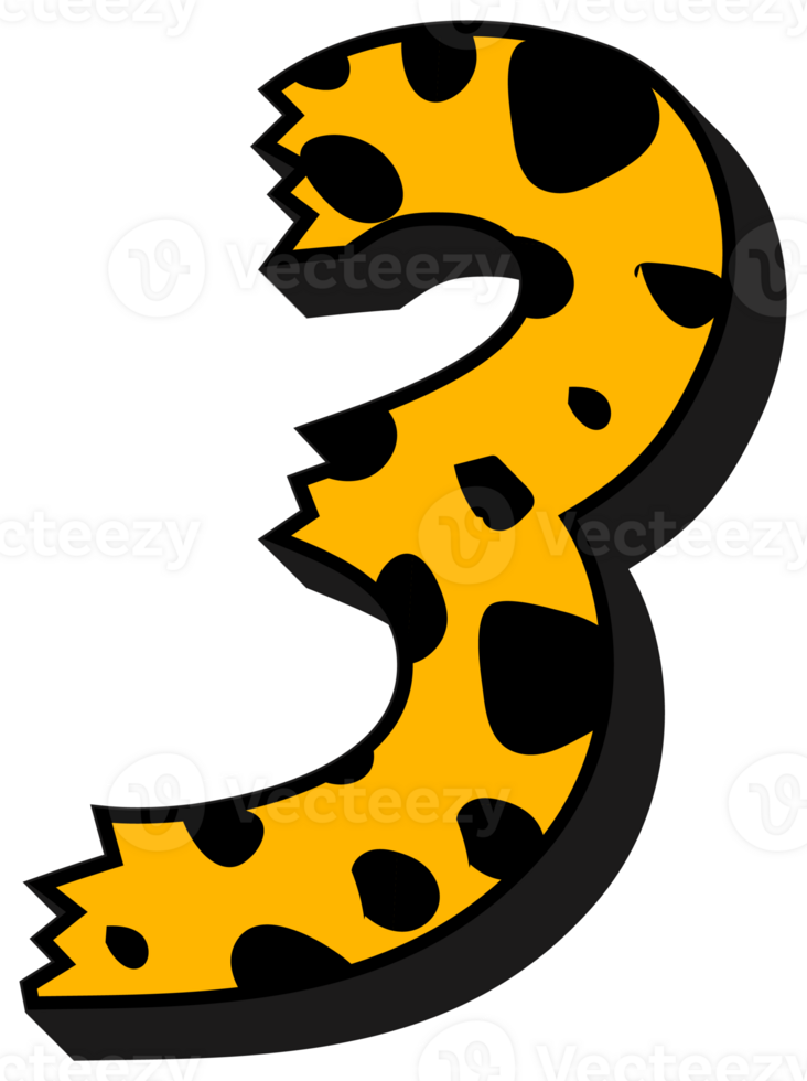 Cheetah Alphabet Number 3 png