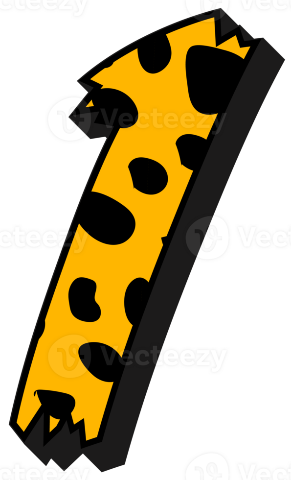 Cheetah Alphabet Number 1 png