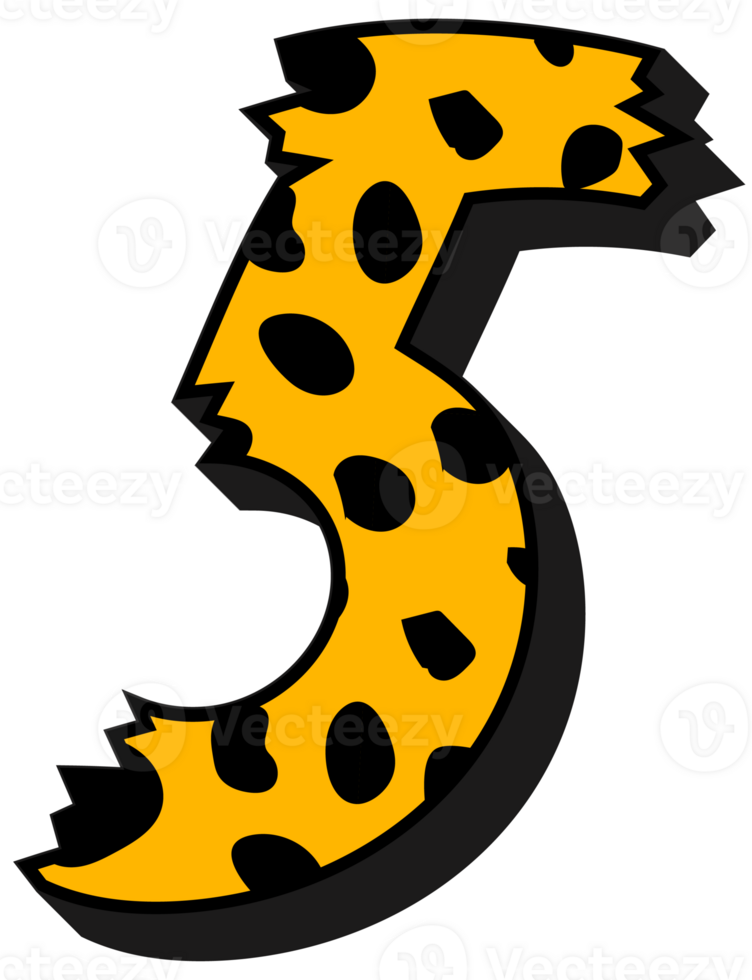 Cheetah Alphabet Number 5 png
