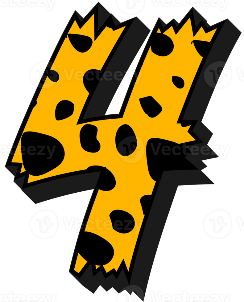 Cheetah Alphabet Number 4 png