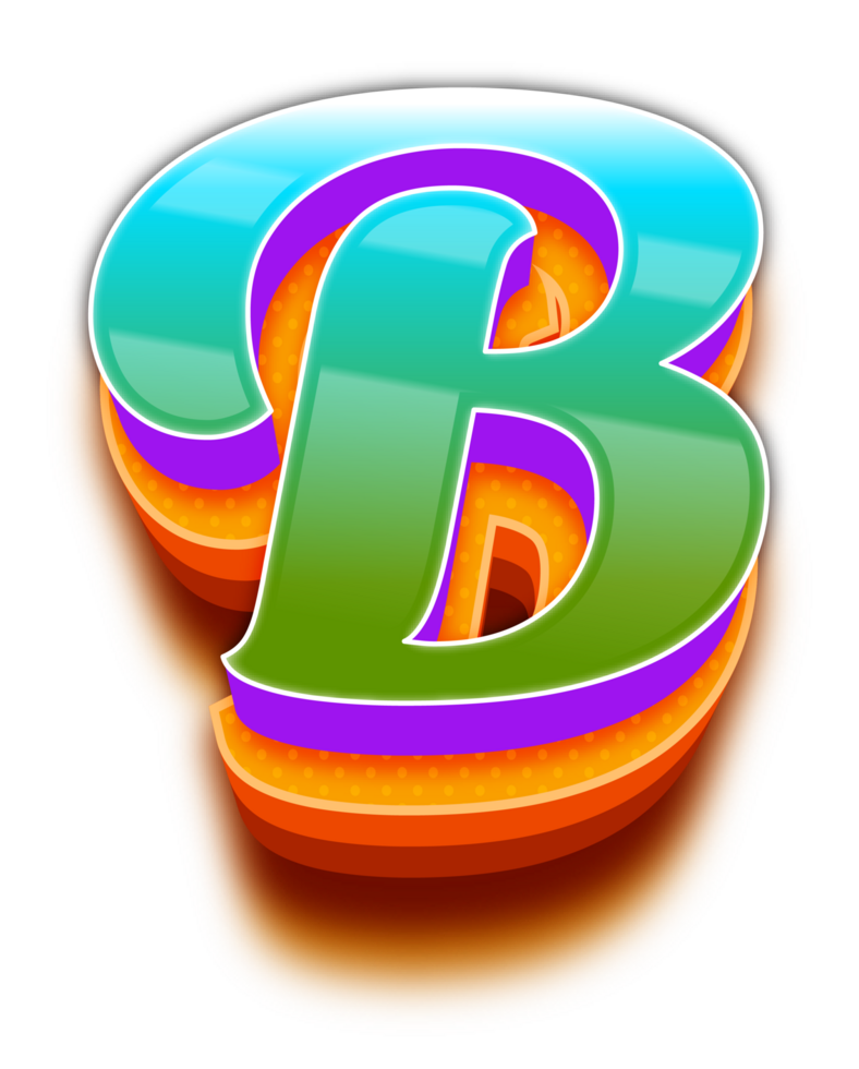 3D Green Blue Light Shadow Alphabet Letter B png