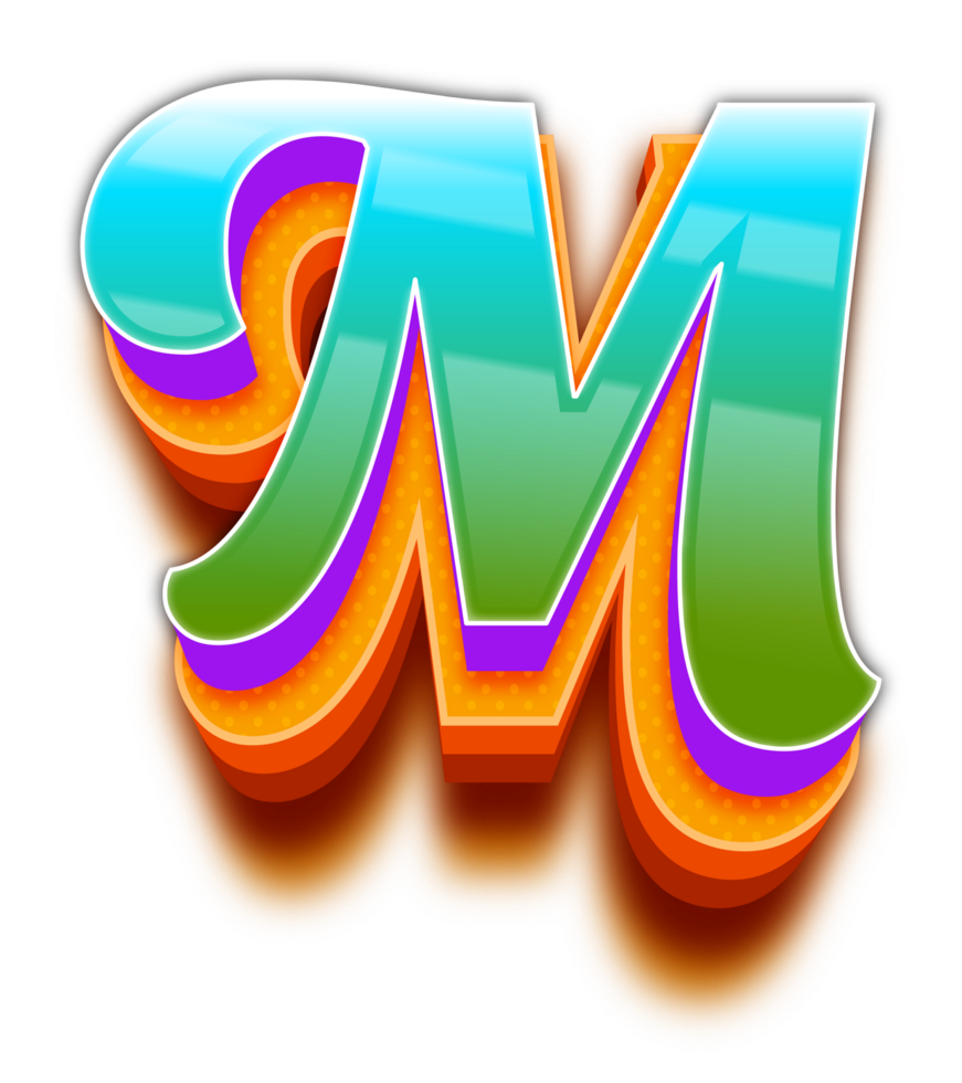 3D Green Blue Light Shadow Alphabet Letter M png