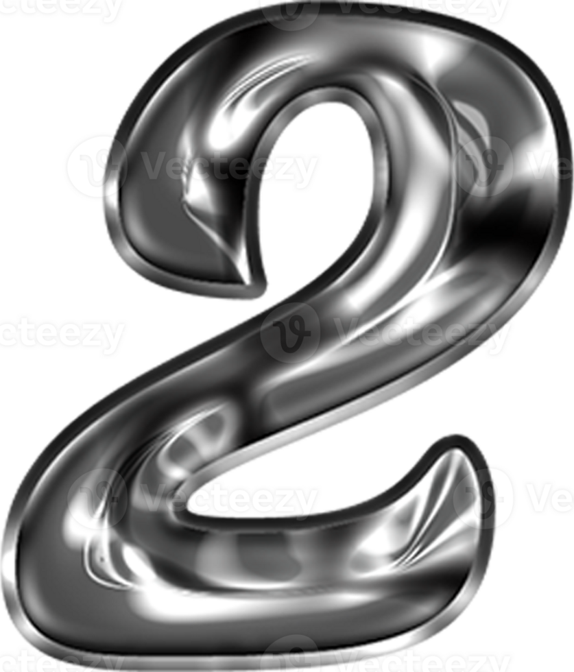 Metall Flüssigkeit Alphabet Nummer 2 png