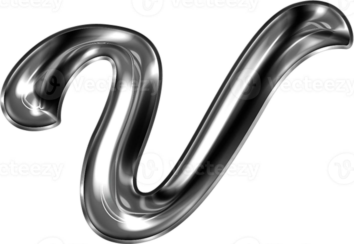 Metal Liquid Alphabet Letter V png