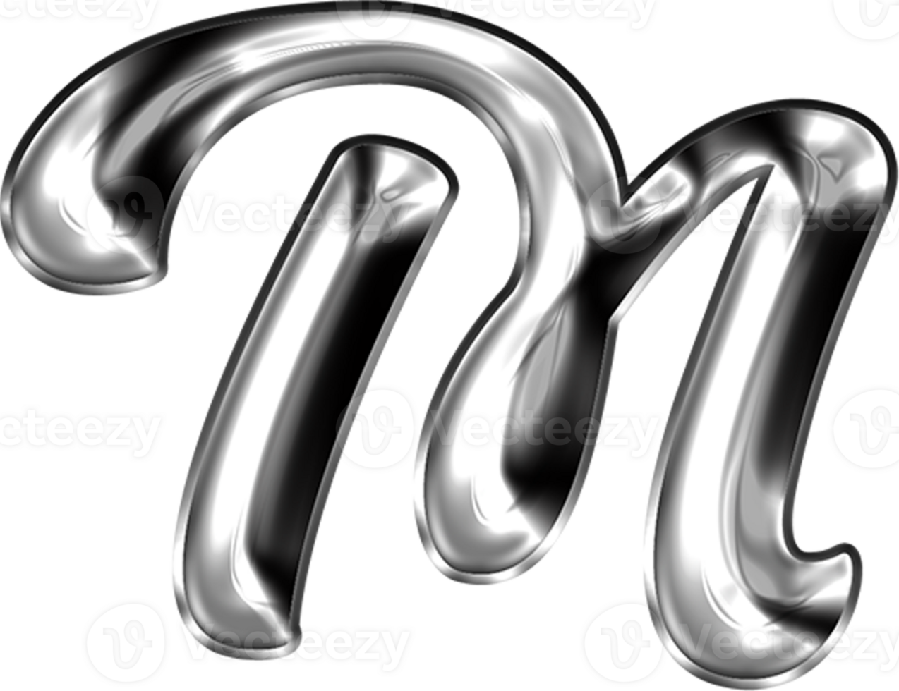 Metal Liquid Alphabet Letter M png