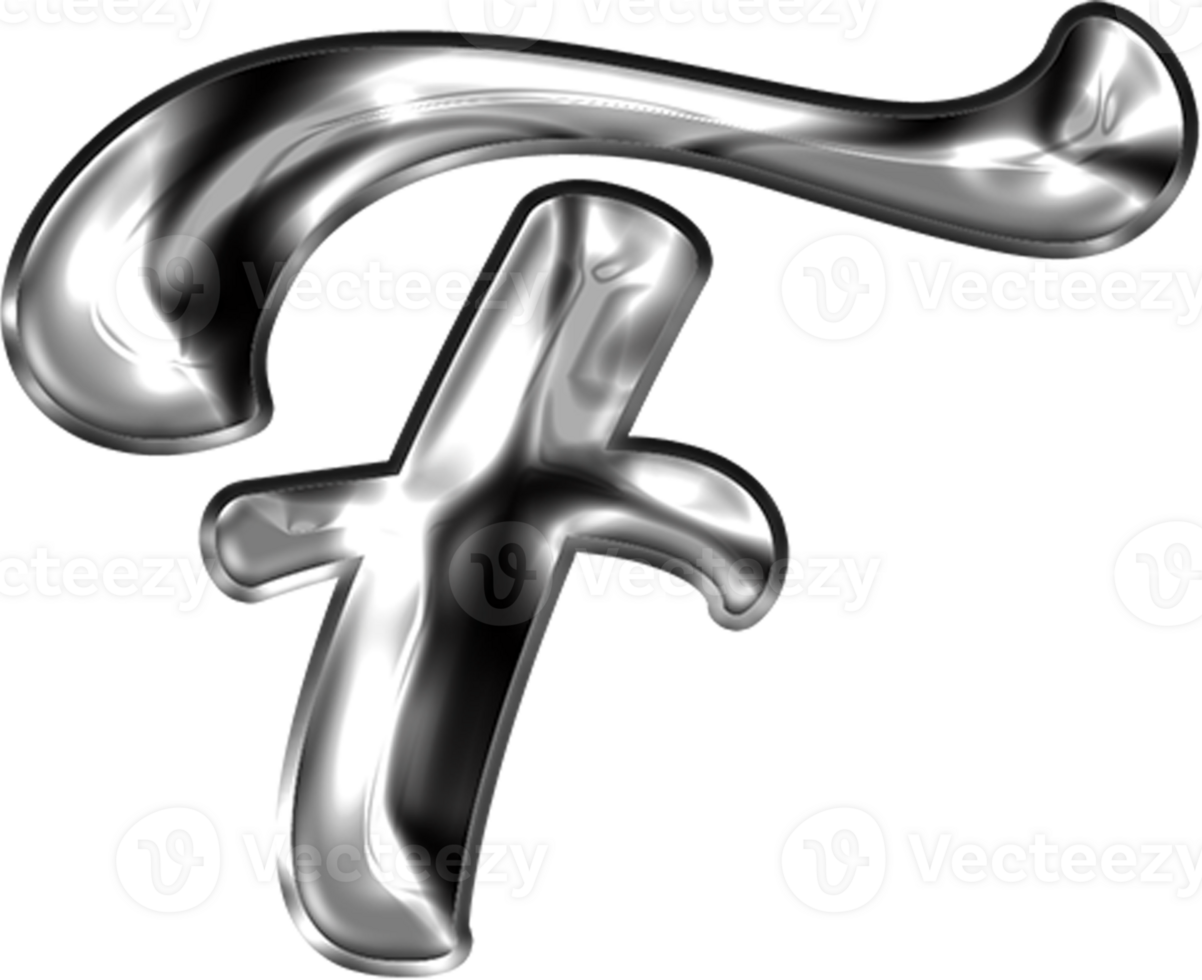 Metal Liquid Alphabet Letter F png