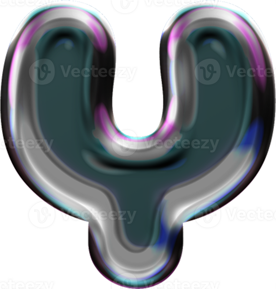 Chrome Liquid Blob Alphabet Letter Y png