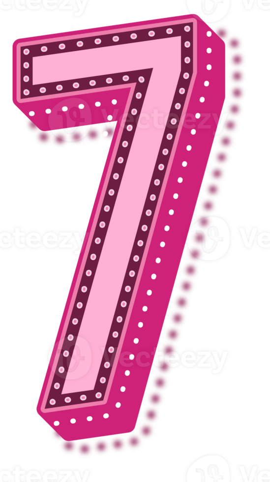 Valentine Pink Dotted Alphabet Number 7 png