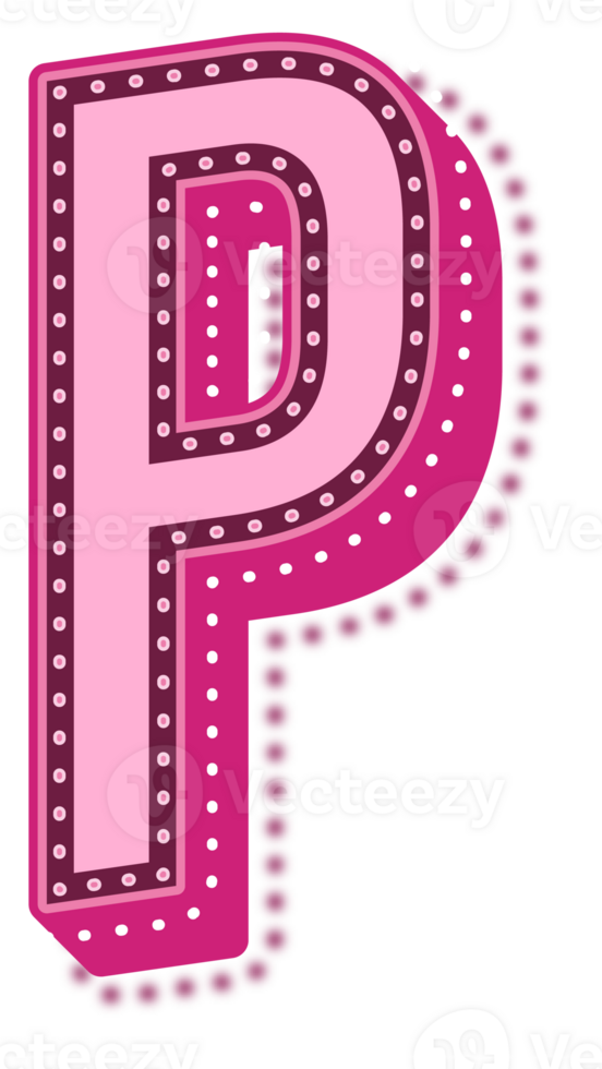 Valentine Pink Dotted Alphabet Letter P png
