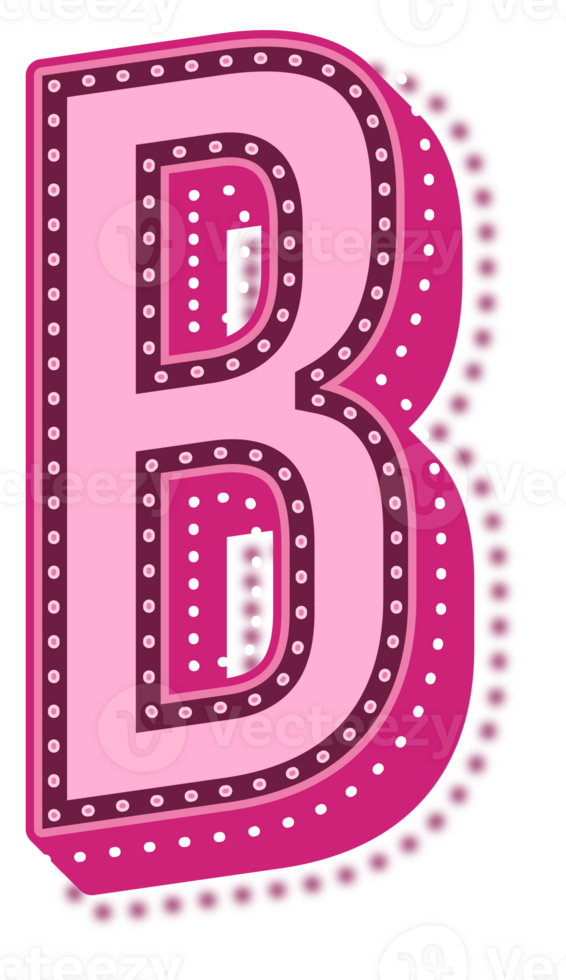 Valentine Pink Dotted Alphabet Letter B png