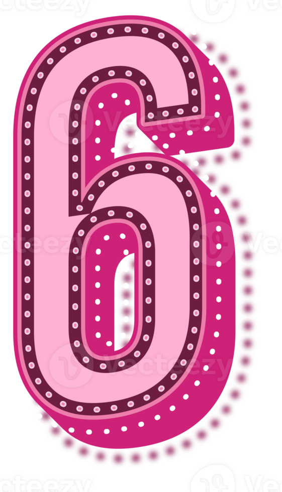 Valentine Pink Dotted Alphabet Number 6 png