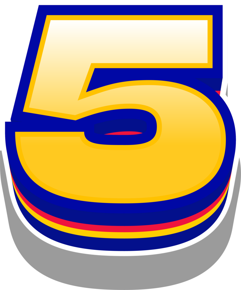 Yellow Light Layered Alphabet Number 5 png
