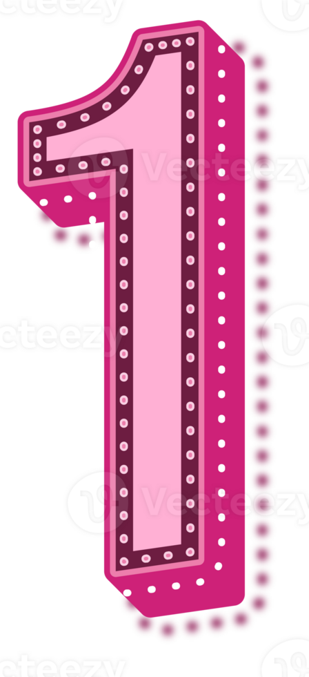 Valentine Pink Dotted Alphabet Number 1 png